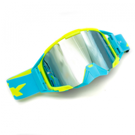 Ochelari - Ochelari cross/atv/enduro, Asix AS3, lentila albastra, culoare rama lime/albastru mat