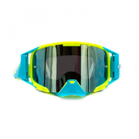 Ochelari cross/atv/enduro, Asix AS3, lentila albastra, culoare rama lime/albastru mat [2]