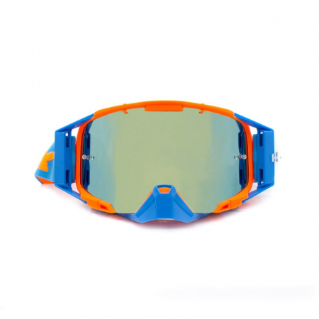 Ochelari - Ochelari cross/atv/enduro, Asix AS3, lentila albastra, culoare rama portocaliu/albastru mat