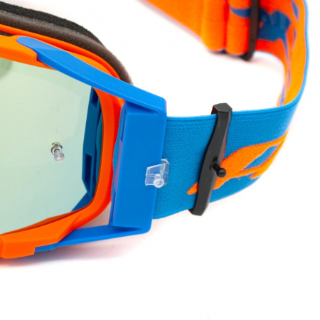 Ochelari cross/atv/enduro, Asix AS3, lentila albastra, culoare rama portocaliu/albastru mat [3]