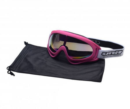 Ochelari - Ochelari copii motocross/atv/enduro Unit, culoare rama roz, lentila curcubeu