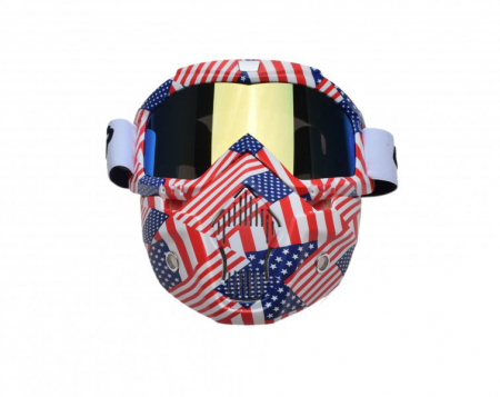 Ochelari motocross/atv/enduro Unit, model masca, culoare rama USA, lentila oglinda [1]