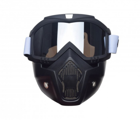 Ochelari motocross/atv/enduro Unit, model masca, culoare rama negru, lentila oglinda argintie [1]