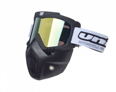 Ochelari - Ochelari motocross/atv/enduro Unit, model masca, culoare rama negru, lentila oglinda aurie