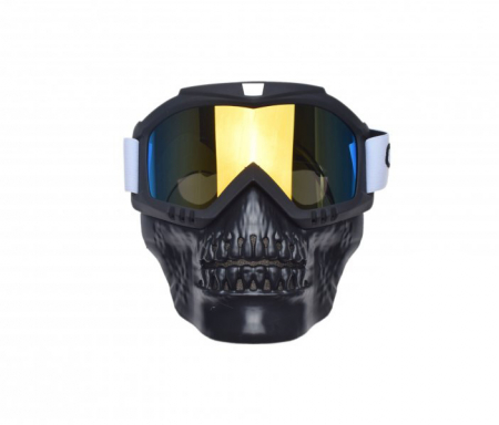 Ochelari motocross/atv/enduro Unit, model masca craniu, culoare rama negru, lentila oglinda aurie [1]