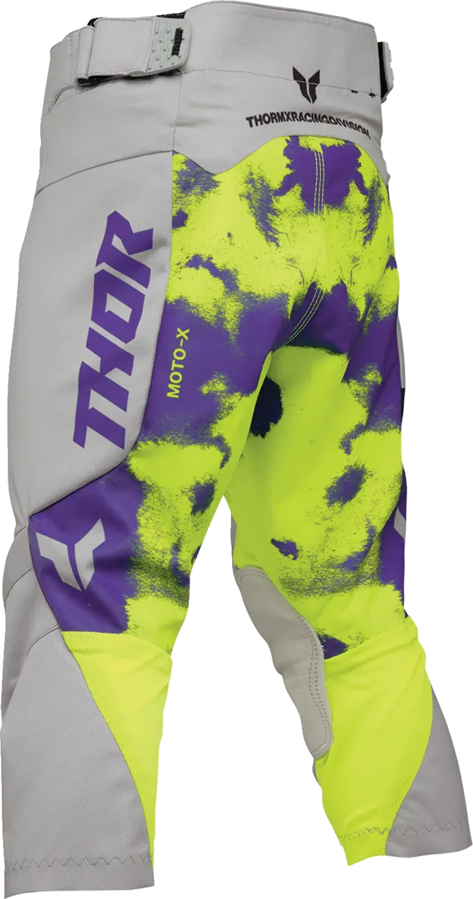 Pantaloni atv/cross copii Thor Launchmode Bleach, culoare gri/verde fluo, marime 26 [3]