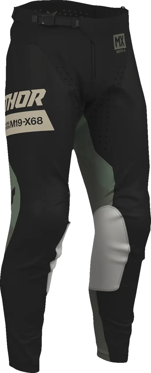 Pantaloni atv/cross Thor Launchmode Bleach, culoare negru/verde army, marime 36 [2]