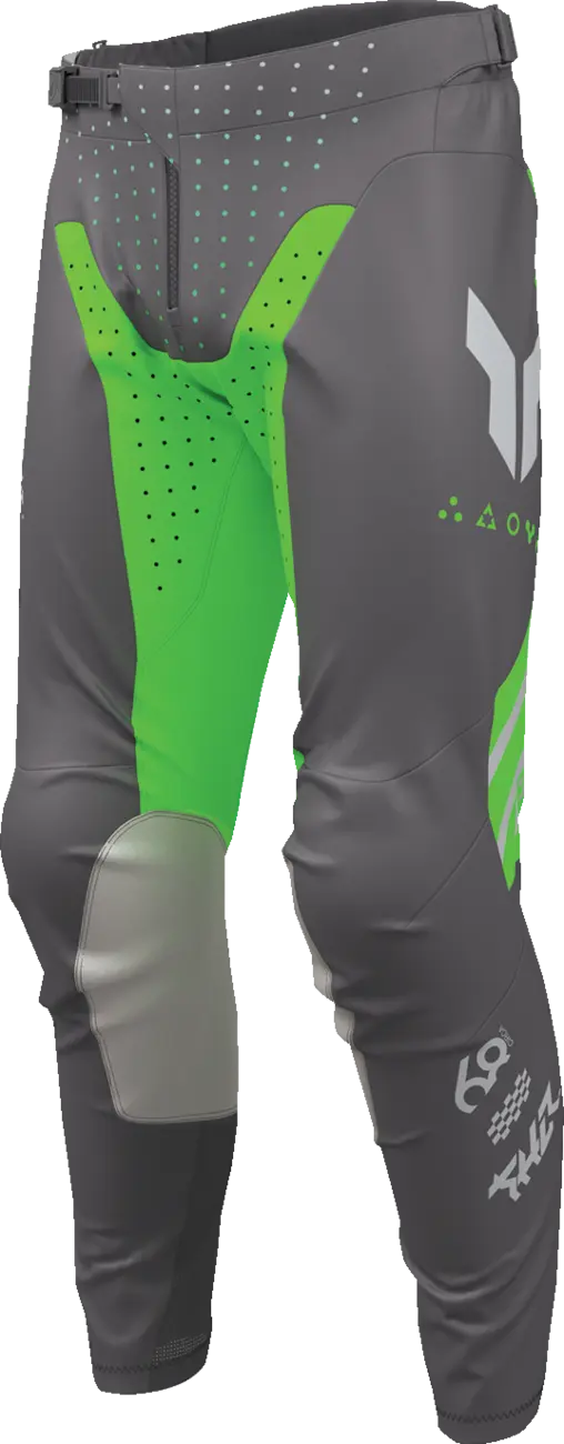 Pantaloni atv/cross Thor Launchmode Futura, culoare gri/verde, marime 44 [2]