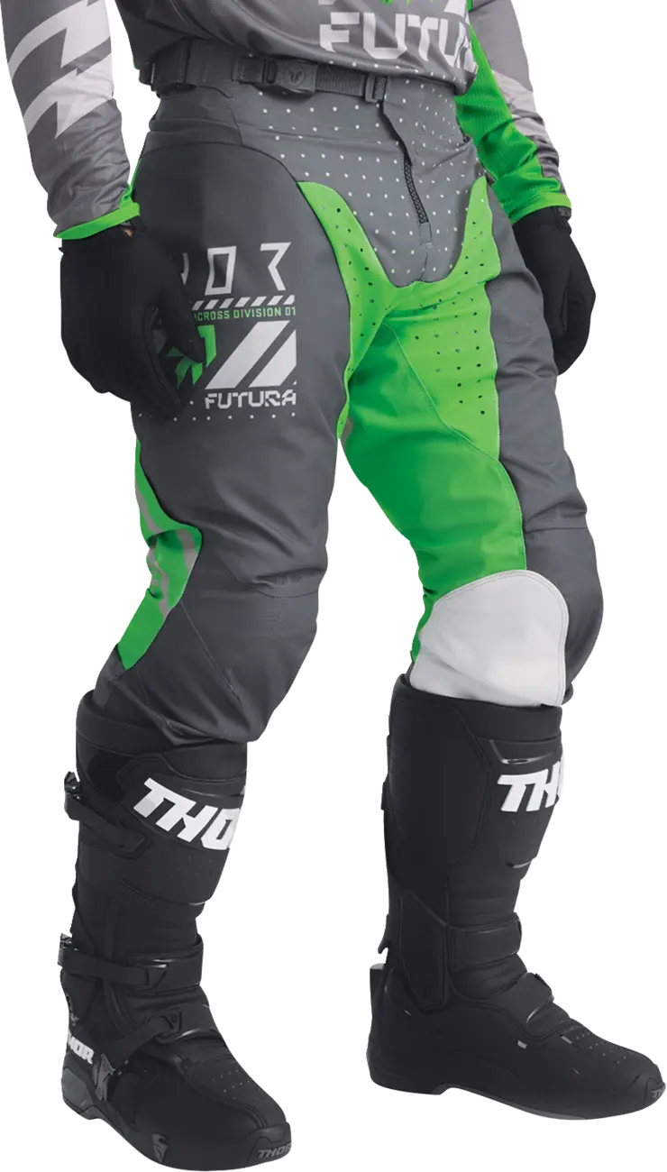 Pantaloni atv/cross Thor Launchmode Futura, culoare gri/verde, marime 44 [6]