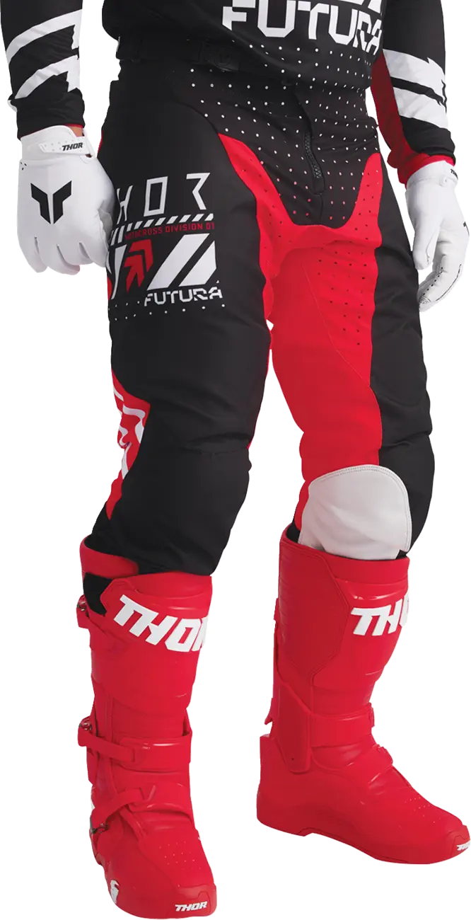 Pantaloni atv/cross Thor Launchmode Futura, culoare negru/rosu, marime 44 [4]