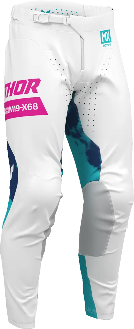 Pantaloni atv/cross Thor Launchmode Bleach, culoare alb/turcoaz, marime 32 [2]