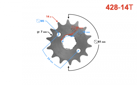 Pinion fata 14/428 pentru TZ125 [1]