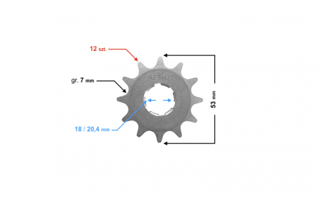 Pinion fata ATV 200cc,12 dinti, pas 428 [1]