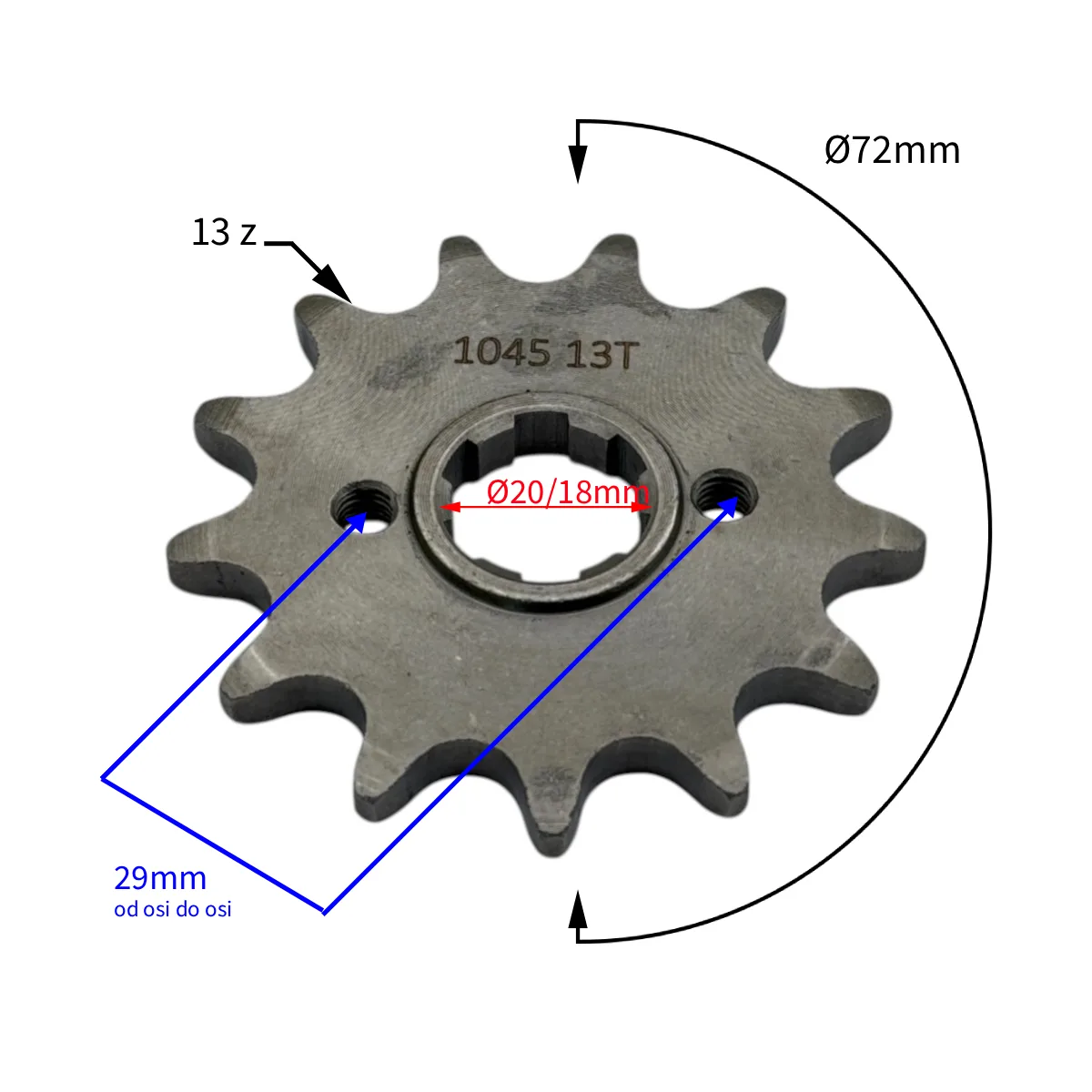 Pinion fata cross Asix,pas 520,13z,D int.20+protectie [2]