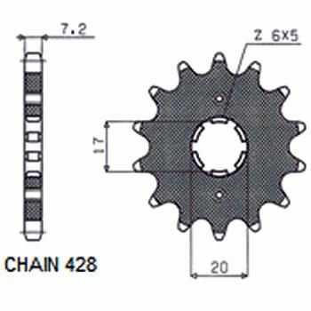 Transmisie - Pinion fata Honda CBR 125/250, 2004-2015, 15 dinti, pas 428, SunStar