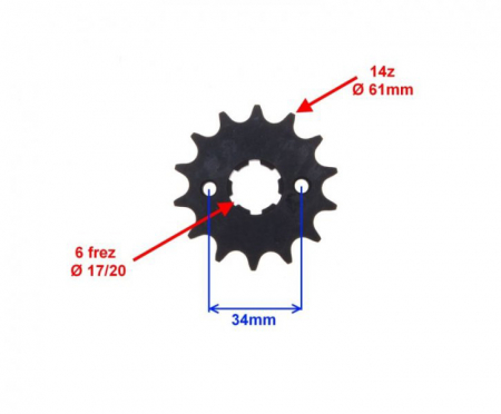 Pinion fata transmisie, 14 dinti, pas 428H, 154Fmi [1]