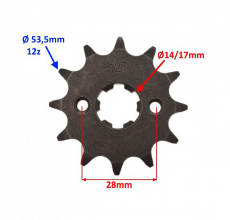 Pinion fata transmisie si siguranta moto/cross, 12 dinti, pas 428 [1]