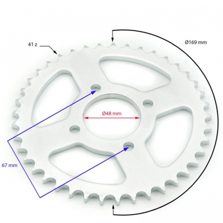 Pinion transmisie spate 428 QUAD ATV 125cc, 41Z, 1+1 [1]