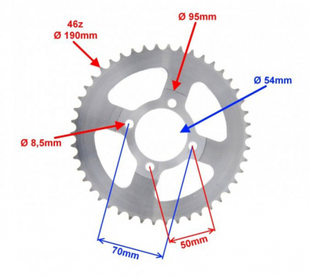 Pinion spate, 46 dinti, pas 428, Ogar900 [1]
