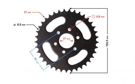 Pinion spate ATV 110/125, 37 dinti, pas 428 [1]