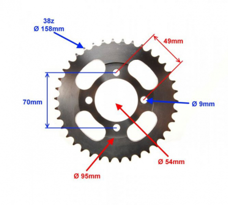 Pinion spate moto/atv, 38 dinti, pas 428 [1]