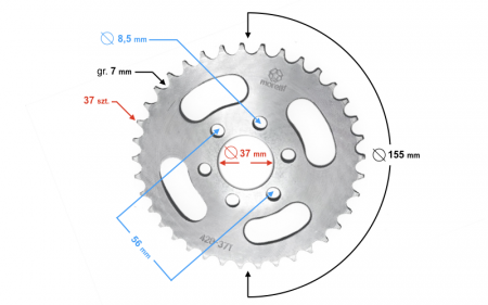 Pinion spate transmisie 37dinti, pas 428 [1]
