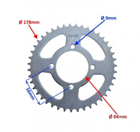 Pinion spate transmisie 43 dinti, pas 428, Yamaha Ybr 125 [1]