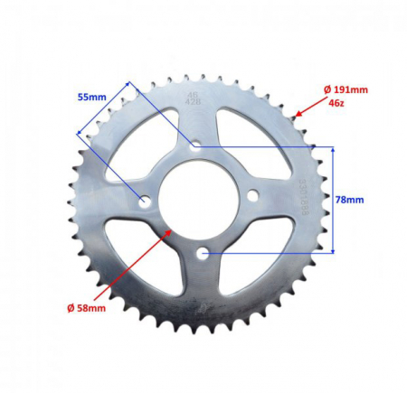 Pinion spate transmisie, 46 dinti, pas 428, Junak 904 [1]