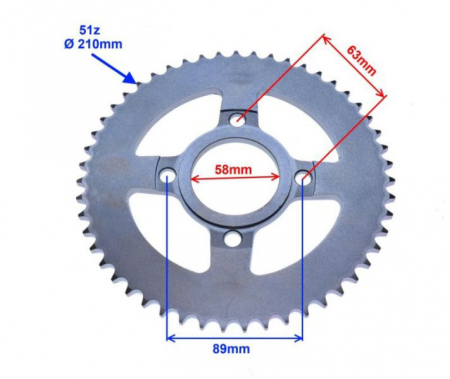 Pinion spate transmisie, 51 dinti pas 428, Romet Crs50/125 [2]