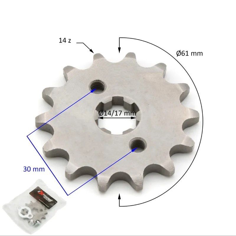 Pinion transmisie fata cross 110-125cc,pas428,14z,int.17mm [1]