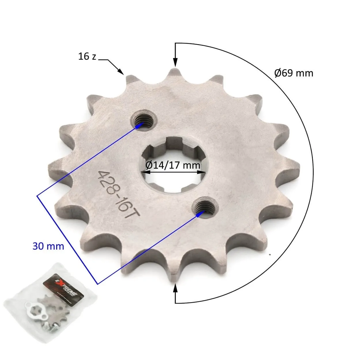 Pinion transmisie fata cross 110-125cc,pas428,16z,int.17mm [1]