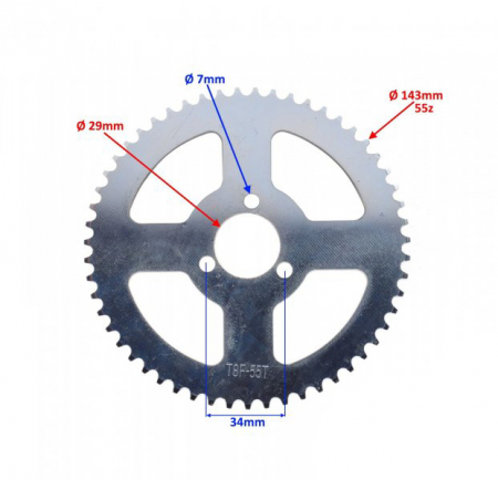 Pinion transmisie spate Pocket, 55 dinti, 140 T8F [1]