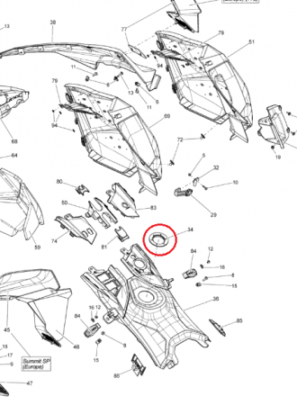 Ski-Doo - Piulita consola Ski-Doo Summit X 800RETEC XM-154, 2015