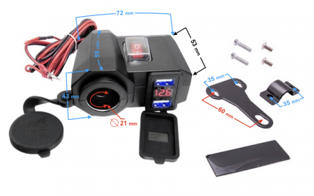 Priza moto USB, montaj pe ghidon [2]