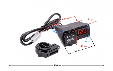 Priza si afisaj incarcare, iesire USB, montaj ghidon, culoare negru [2]