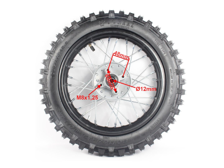 Roata completa cross 125cc, dimensiuni 80/100-12", culoare negru [2]