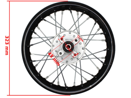 Roata completa spate cross 125cc, dimensiuni 1.85x12", butuc model vechi, culoare negru [2]