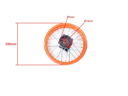 Roata completa spate cross 125cc, dimensiuni 1.85x12", culoare portocaliu [2]