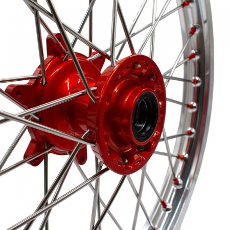 Roata fata cross 300cc, 21 inch" x 1.60 latime, din aluminiu, Boost Parts Racing, nipluri si butuc portocaliu [2]