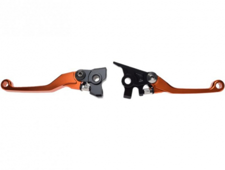 Suspensie Cadru - Set 2 manete frana si ambreiaj reglabile cross Ktm EXC250/300/450, Husqvarna TE250/TE300, culoare portocaliu