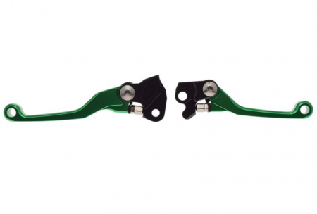 Suspensie Cadru - Set 2 manete frana si ambreiaj reglabile Kawasaki KX125 00-05/KX250 00-04/KX65 00-19/KX85 01-19, Suzuki RMZ 450 05-18/RMZ250 04-18, culoare verde