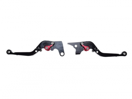Suspensie Cadru - Set 2 manete frana si ambreiaj reglabile Yamaha FZ6 04-10/FZ8 11-15/MT07 14-16/MT09 14-16/FZ1 06-15, culoare negru/rosu