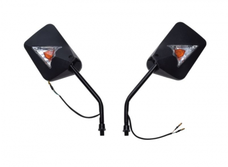 Oglinzi - Set 2 oglinzi cu semalizari moto/atv, RED063, M10x1.25, culoare negru