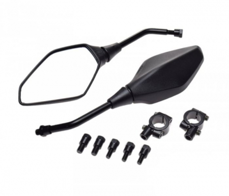 Oglinzi - Set 2 oglinzi cu suporturi, prindere pe ghidon, culoare negru, 140x84mm