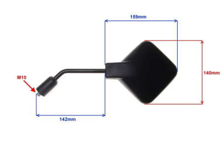 Set 2 oglinzi moto/atv ,245, filet M10, patrate, culoare negru [1]
