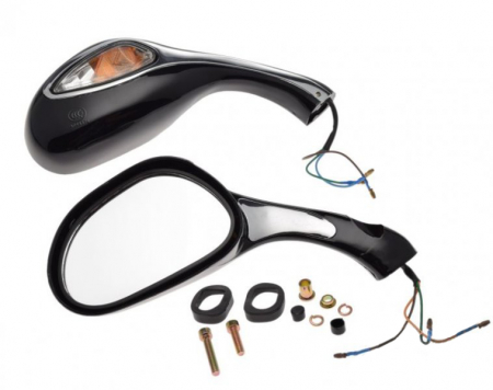 Suspensie Cadru - Set 2 oglinzi moto/atv/scuter, cu semnalizari, filet M8, culoare negru