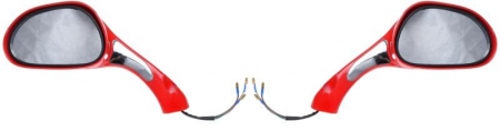 Set 2 oglinzi moto/atv/scuter, cu semnalizari, filet M8, culoare rosu [1]