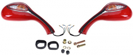Suspensie Cadru - Set 2 oglinzi moto/atv/scuter, cu semnalizari, filet M8, culoare rosu