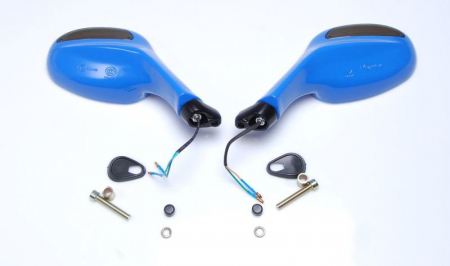 Suspensie Cadru - Set 2 oglinzi moto/scutere QT-4, filet M8, cu semanlizari, culoare albastru