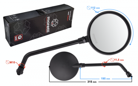 Set 2 oglinzi rotunde, filet 10mm, omologate, culoare negru [1]